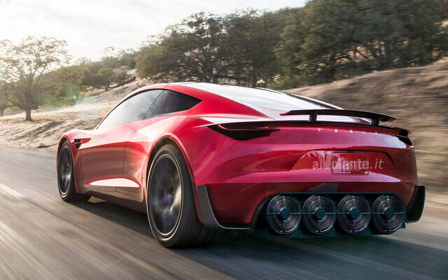 Para el Tesla Roadster, el efecto de suelo con los ventiladores.